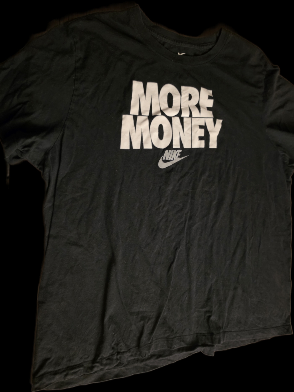 Nike Black Short-Sleeve Tee with 'MORE MONEY' Graphic